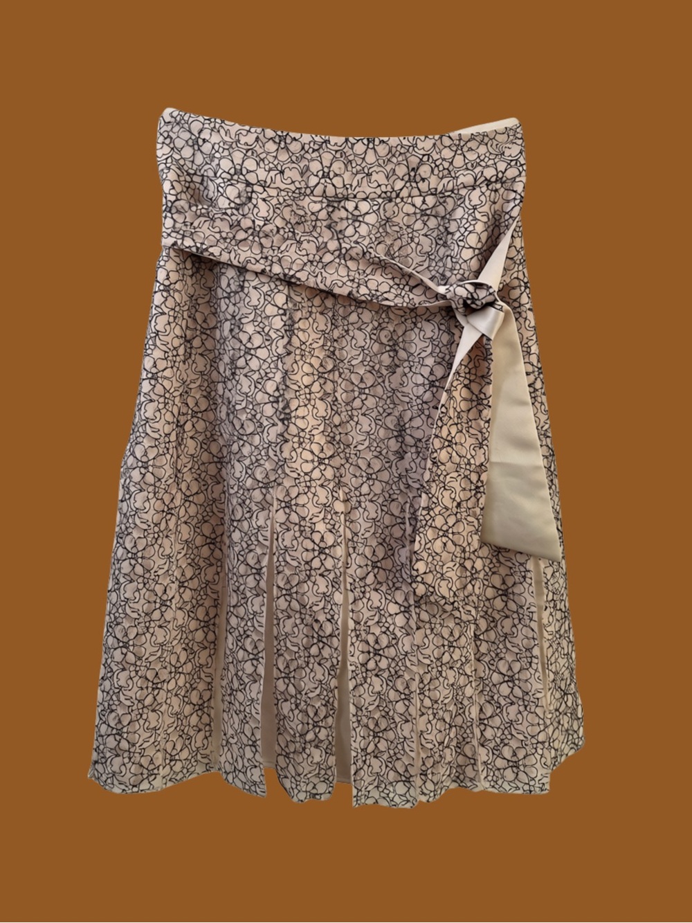 KELLY BLUE A-Line Skirt with Tie Waist SIZE 2 WOMEN'S SMALL Lined Belted Lace